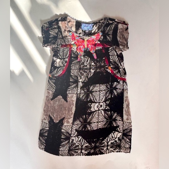 Custo Barcelona Eclectic Velvet Textured Butterfly Dress - Picture 1 of 6